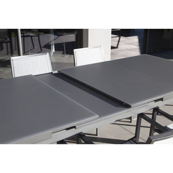 TABLE MAGNOLIA 272-340X100 GRISEE - VERRE