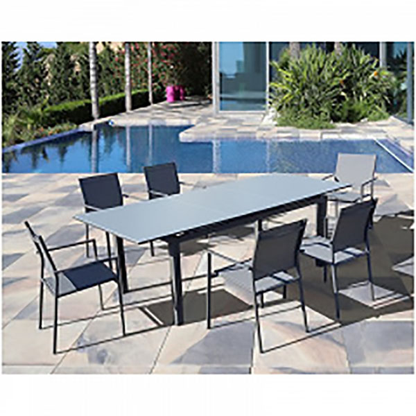 TABLE MANGUE 180-240X100 VERRE TEXTURE