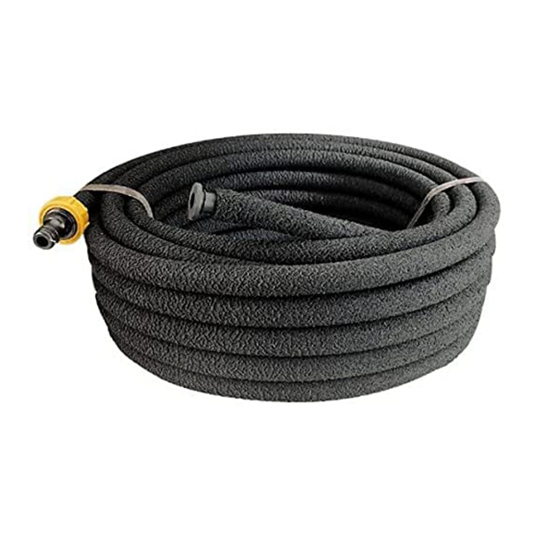 TUYAU POREUX 15M AVEC RACCORD MALE ET BOUCHON NOIR