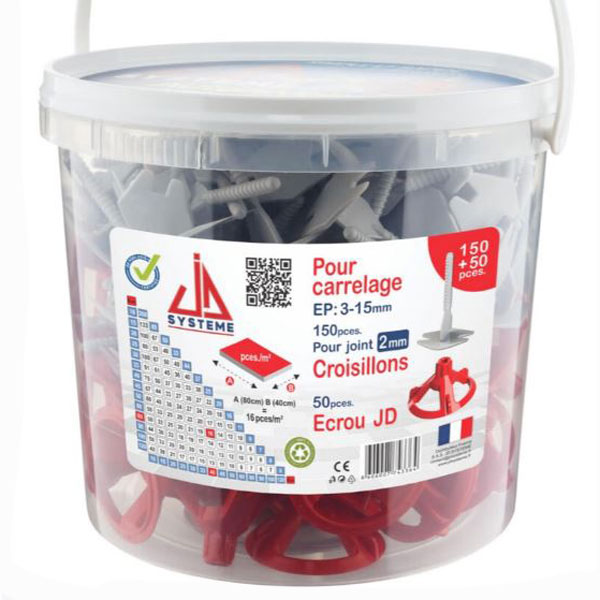 KIT 3MM SEAU DE 150 CROISILLONS GRIS FONCE ET 50 ECROU