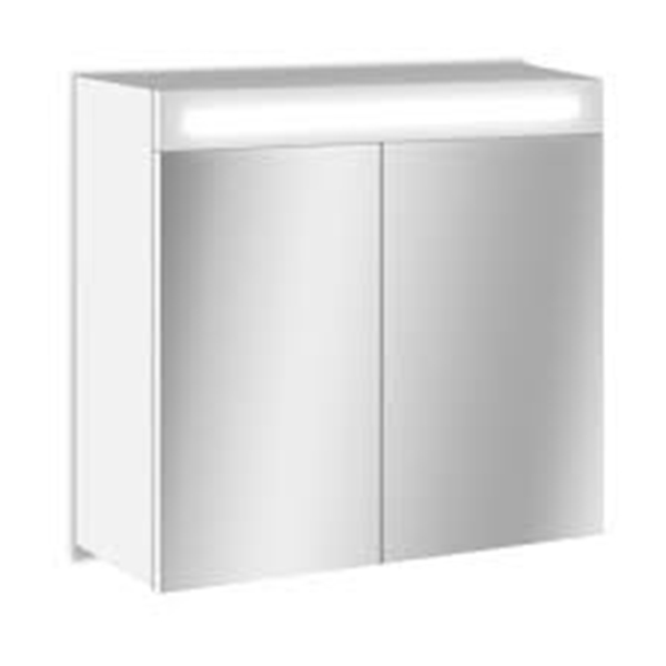 GIULIA 60 ARMOIRE LED 2 PORTES + 1 TABLETTE LAQUEE BLANC 60X60X17