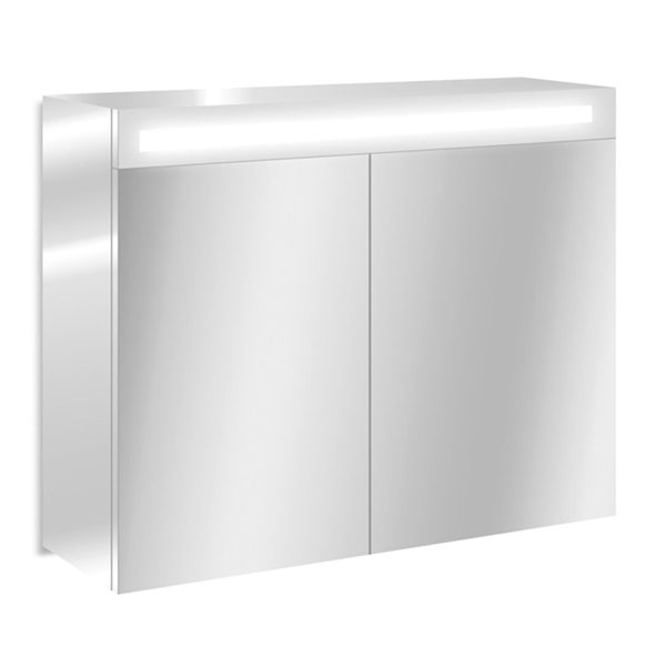 GIULIA 80 ARMOIRE LED 2 PORTES + 1 TABLETTE LAQUEE BLANC 60X80X17