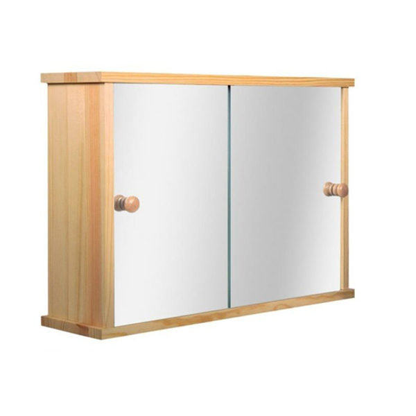 MODANE ARMOIRE MDF PLAQUE PIN NATUREL 2 PORTES MIROIR