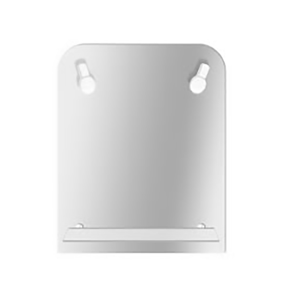 VASCO MIROIR BORDS POLIS AVEC COINS ARRONDIS EN HAUT + TABLETTE + 2 SPOTS BLANCS