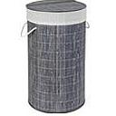 COFFRE A LINGE ROND BAMBOU GRIS