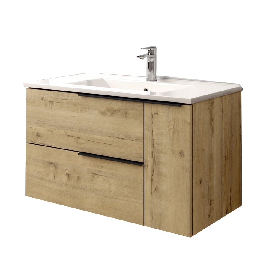 MEUBLE SUSPENDU 80 AVEC VASQUE PORCELAINE SANS MIROIR