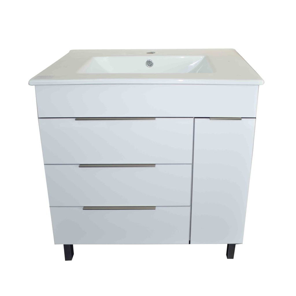 MEUBLE SDB SIMPLE VASQUE A POSER GEMINIS BLANC 1P3 80CM