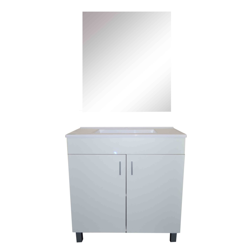 MEUBLE SALLE DE BAIN SIMPLE VASQUE A POSER FIRST BLANC 2P 80CM SANS MIROIR