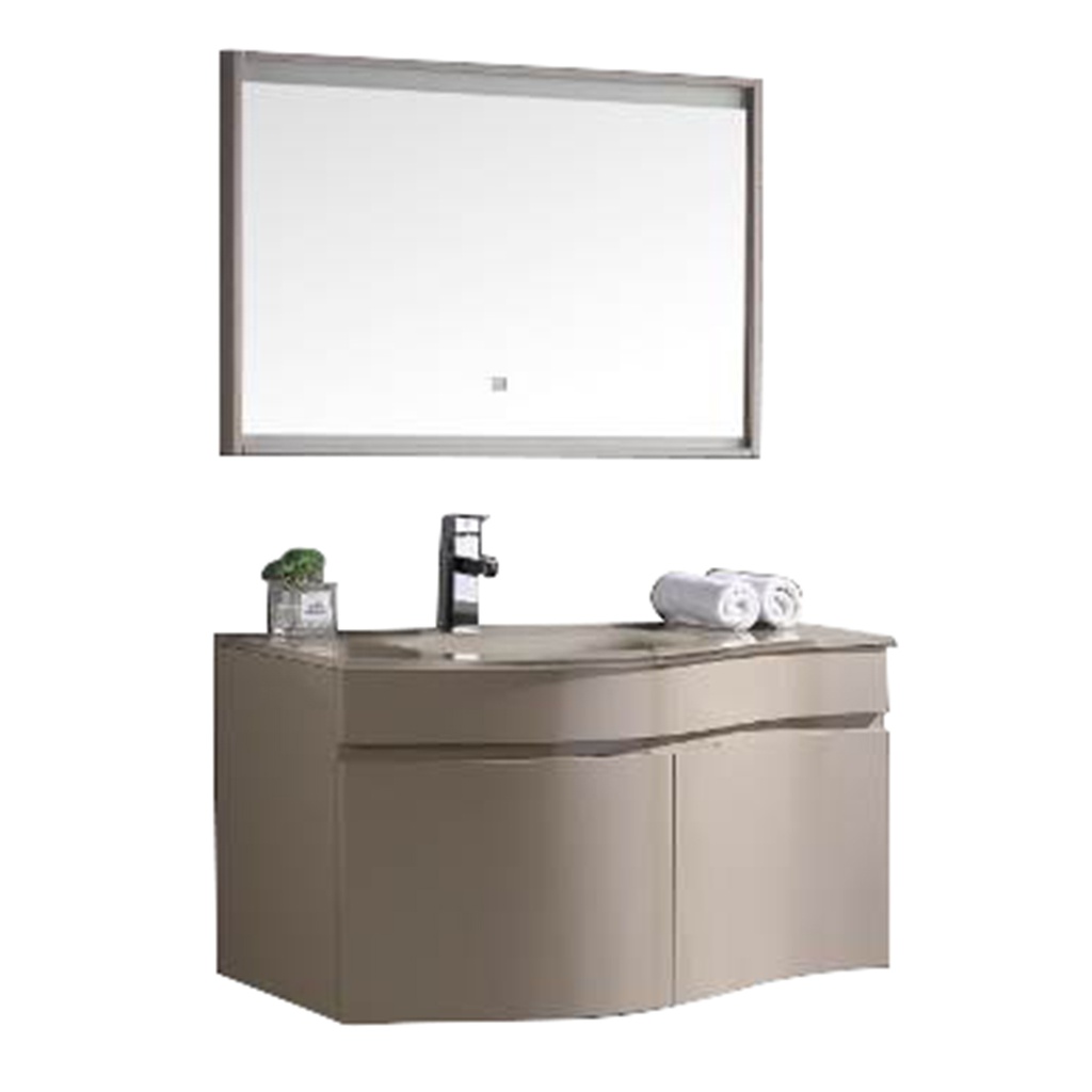 MEUBLE SIMPLE VASQUE SUSPENDU TAUPE AVEC MIROIR LED 1000*500*500MM