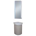 MEUBLE SDB SUSPENDU BEIGE EN ANGLE 50X50CM AVEC VASQUE PORCELAINE ET MIROIR