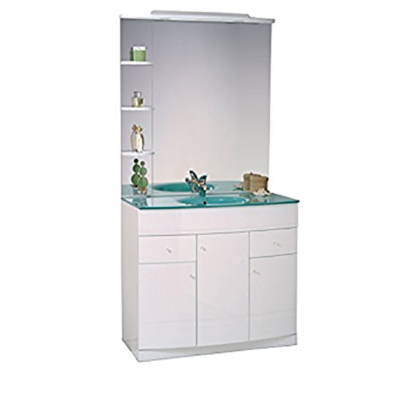 MEUBLE SALLE DE BAIN NEPAL BLANC AVEC VASQUE EN VERRE 800X500MM