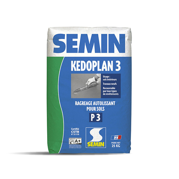 ENDUIT DE RAGREAGE AUTOLISSANT POUR SOL P3 INTERIEUR - KEDOPLAN 3 25KG