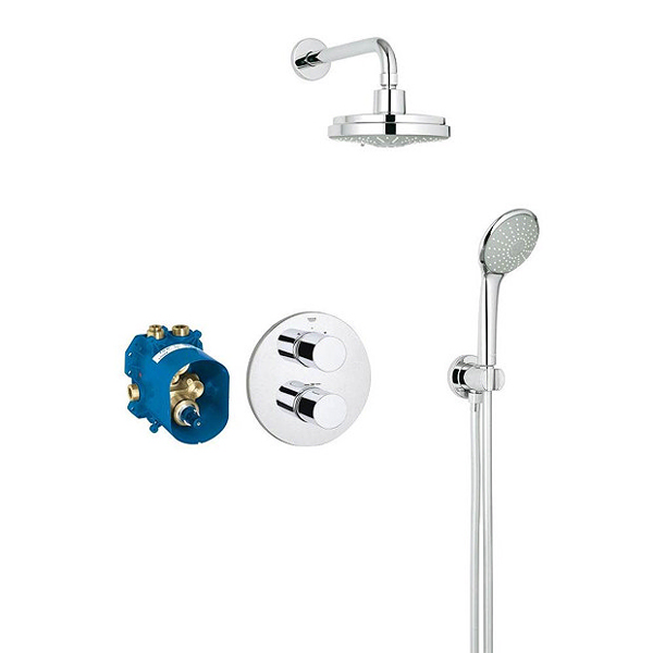 ENSEMBLE DE DOUCHE ENCASTRE COMPLET RONDE THERMOSTATIQUES