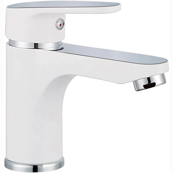 MITIGEUR LAVABO BLANC CHROME