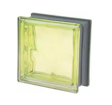 BRIQUE DE VERRE EUROPEEN COULEUR EP 80MM 190X190MM KIWI Q19 OMET DPE