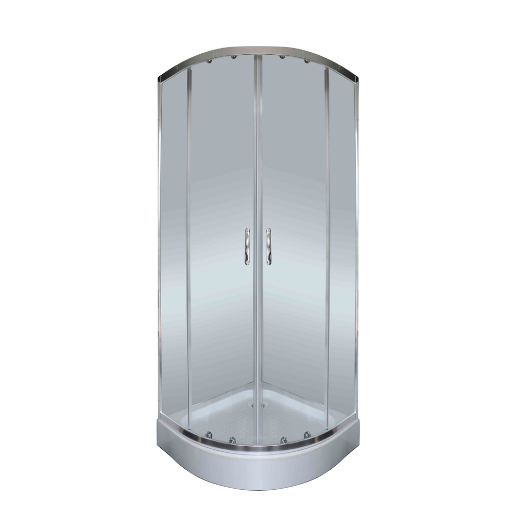 CABINE DE DOUCHE SIMPLE ANGLE CHROME 800X800X2000MM AVEC RECEVEUR 15CM ET BONDE