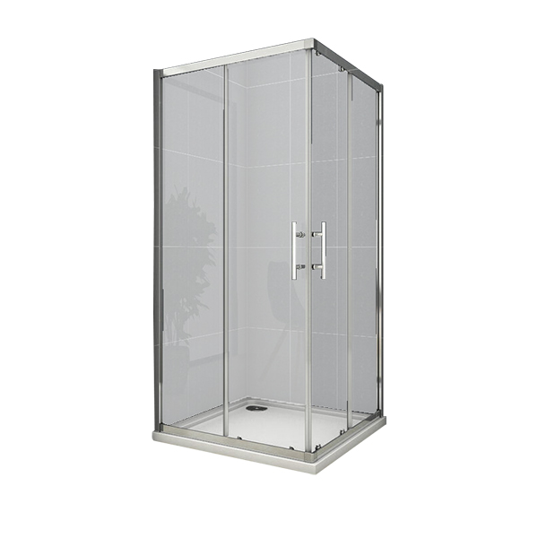CABINE DE DOUCHE SIMPLE CARRE CHROME 900X900X2000MM AVEC RECEVEUR 15CM ET BONDE
