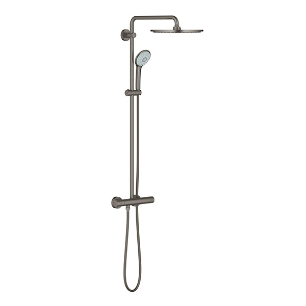 COLONNE DE DOUCHE COMPLET THERMOSTATIQUE AVEC TETE 310MM FINITION GRAPHITE BRILLANT