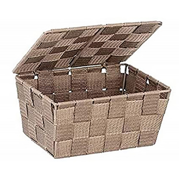 CORBEILLE SALLE DE BAIN AVEC COUVERCLE ADRIA SABLE