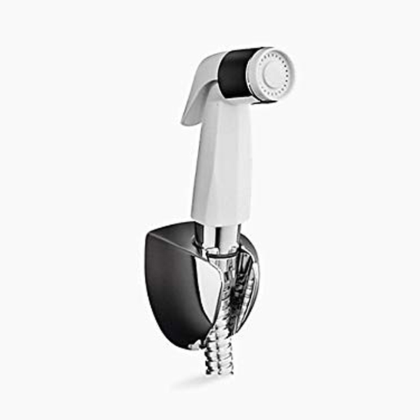 DOUCHETTE POUR WC BLANC ET CHROME AVEC SUPPORT