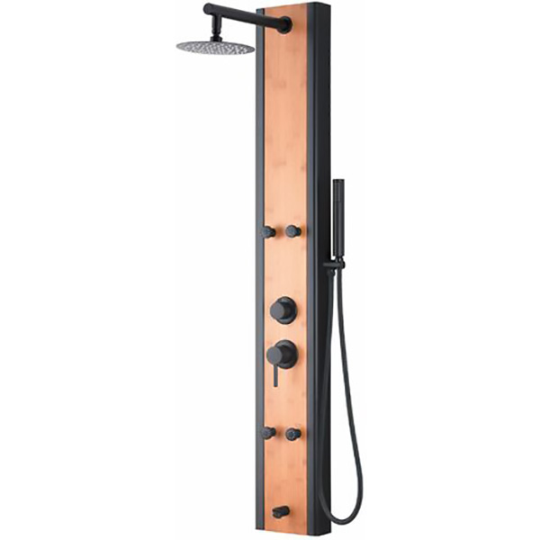 COLONNE DE DOUCHE HYDROMASSANT NOIR AVEC MOTIF BOIS
