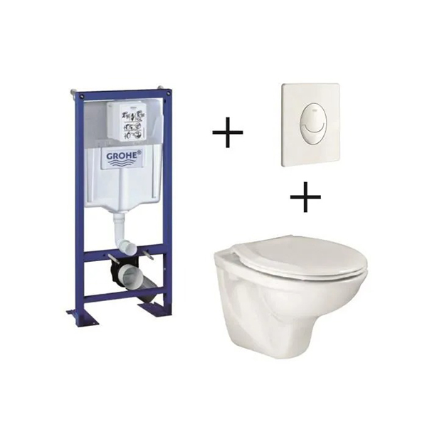 ENSEMBLE BATIS GROHE+PLAQUE VERTICALE ET WC SUSPENDU LECICO