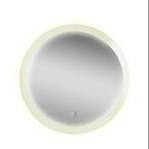 MIROIR ROND LED AVEC CONTOUR JAUNE INTERRUPTEUR TACTILE D600MM