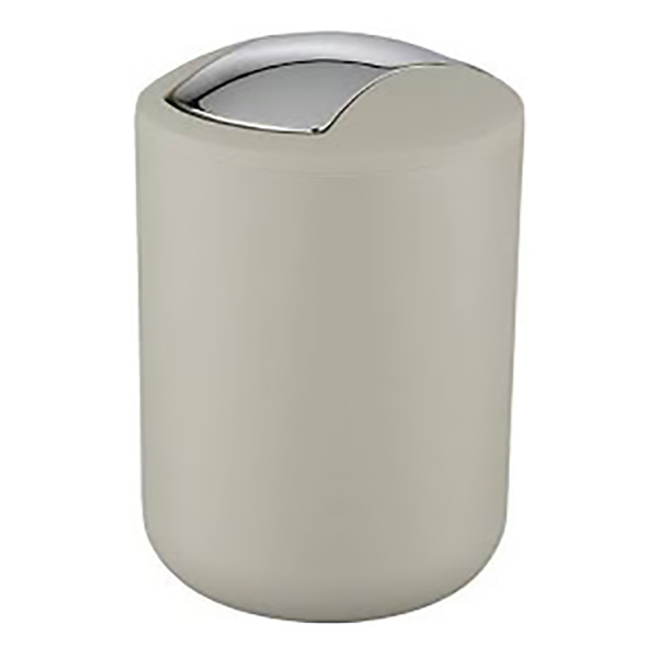 POUBELLE 2LCOUVERCLE OSCILLANT BRASIL TAUPE 14X14X21 CM