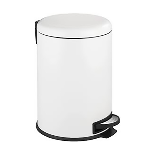 POUBELLE A PEDALE ACIER BLANCHE LEMAN EASY CLOSE 20L