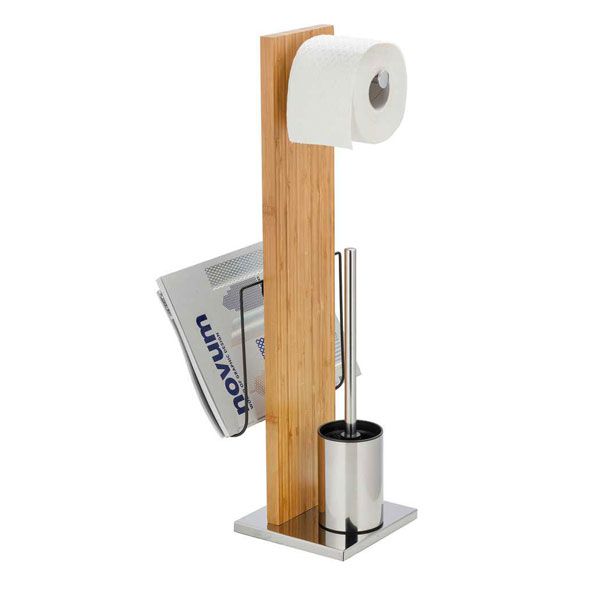 COMBINE WC ET PORTE REVUES PORTOFINO BAMBOU PORTE BROSSE WC ET DEROULEUR PAPIER