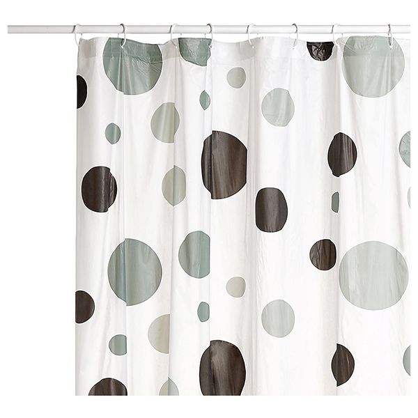 RIDEAU DE DOUCHE 180X200 RONDS GRIS PVA