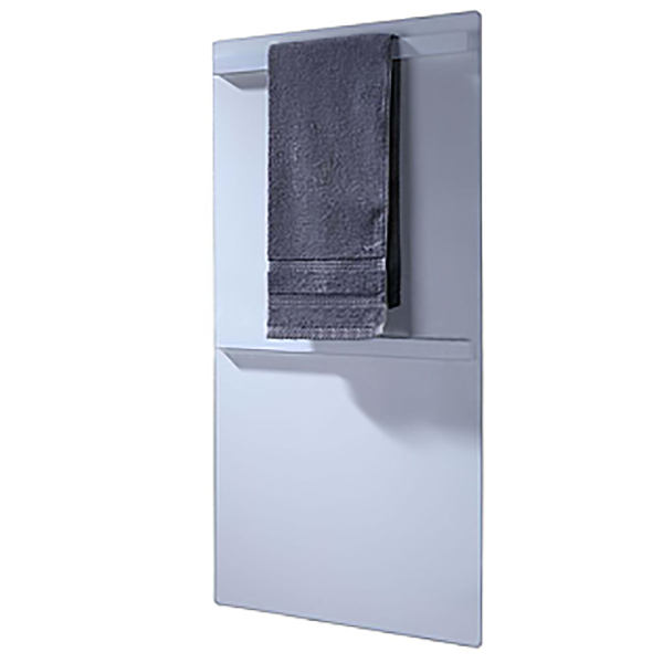 SECHE SERVIETTE ELECTRIQUE 2BARRES ALU BLANC MAT 800X400X30 120W