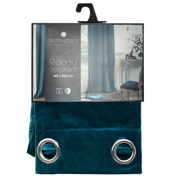 RIDEAU OCCULTANT VELOURS CANARD 140X260
