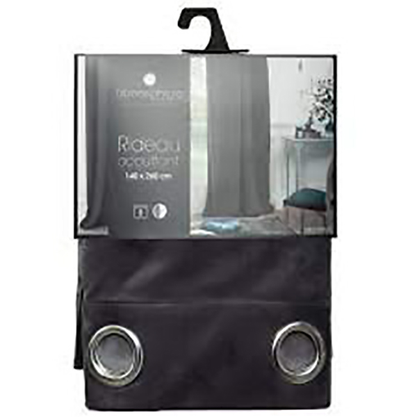 RIDEAU OCCULTANT VELOURS GRIS FONCE 140X260