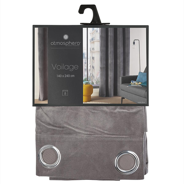 RIDEAU LILOU GRIS FONCE 140X260