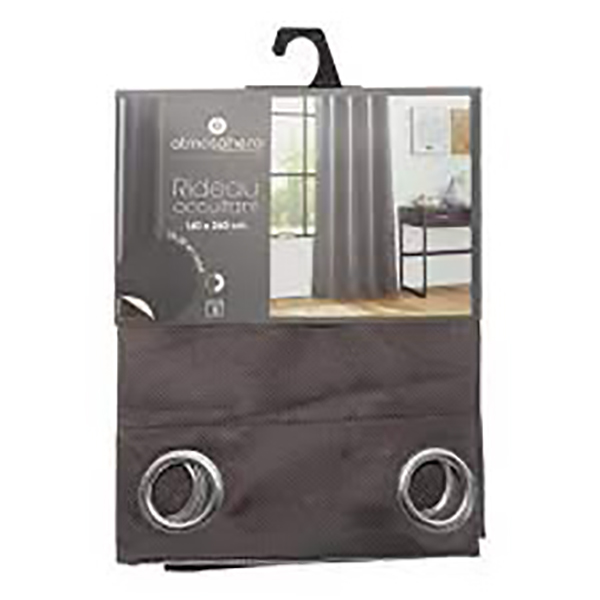 RIDEAU OCCULTANT GAUFRE GRIS 140X260