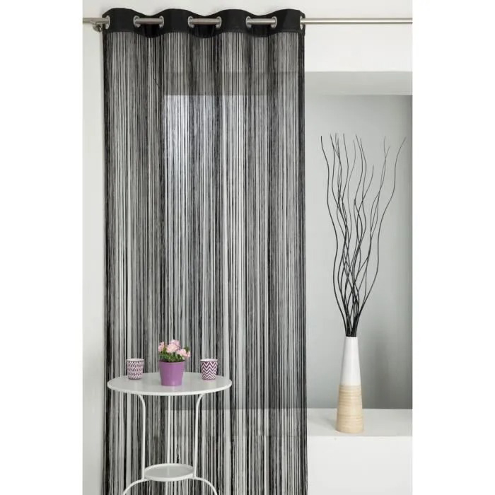 RIDEAU 135X250CM 8 OEIL CUBES NOIR