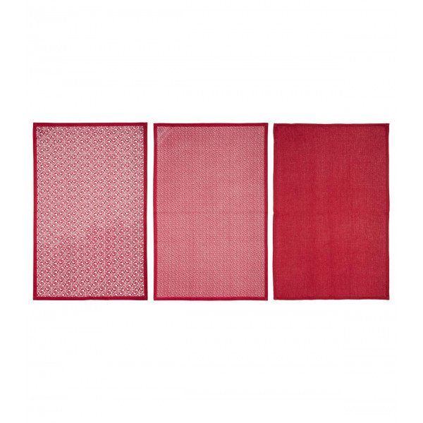 TORCHON COTON IMPRIME ROUGE 45X70 X3
