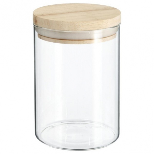 BOCAL VERRE+BOIS HERMET 600ML