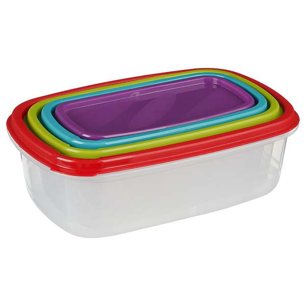 BOITE PLASTIQUE RECTANGLE 4 COULEURS