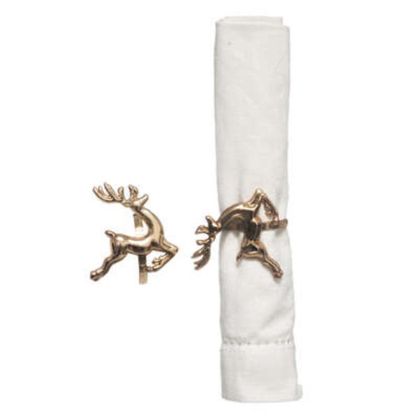 ROND SERVIETTE CERF OR X2