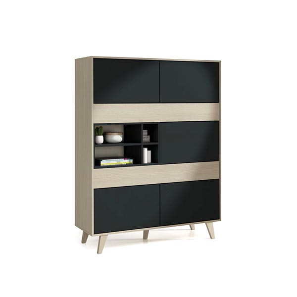 VITRINE SEJOUR CHENE ET GRIS ANTHRACITE-FORES