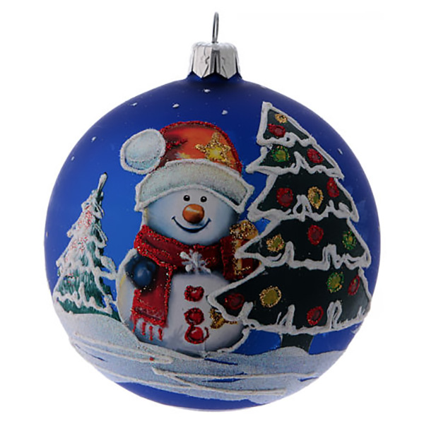 BOULE DE NOEL VERRE 60MM DECOREE DESSIN CHROME