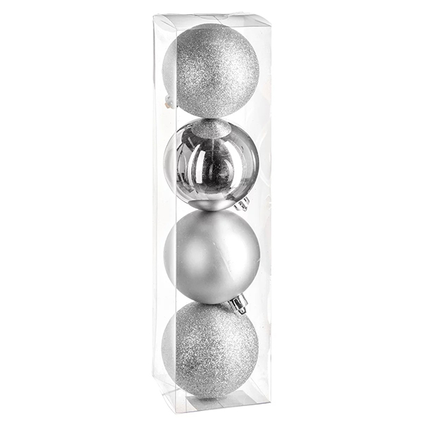 BOULE DE NOEL 80MM X 4 ARGENT