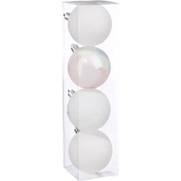 BOULE DE NOEL 80MM X 4 BLANC
