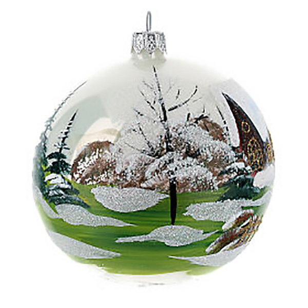 BOULE DE NOEL VERRE 100MM COULEE STRASS