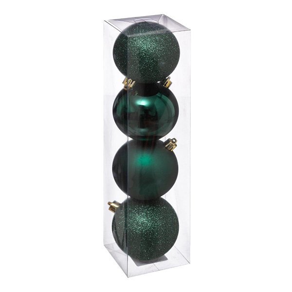 BOULE DE NOEL 80MM X 4 VERT BOUTEILLE