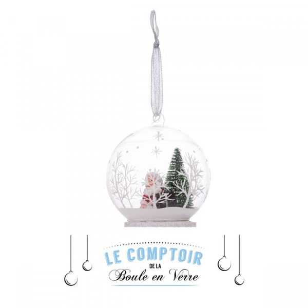 BOULE DE NOEL VERRE 100MM INT PN ASSIS
