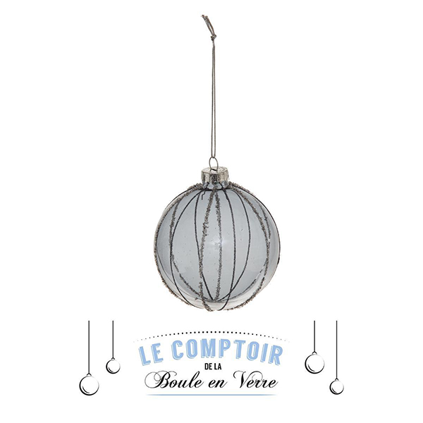 BOULE DE NOEL VERRE 70MM FUME COULEE