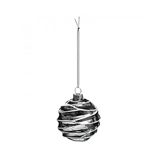 BOULE DE NOEL VERRE 80MM IMPR STRIE